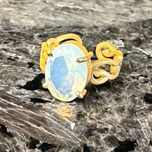 SALE! Opalite gemstone 18k gold ring unique petty design adjustable unique band